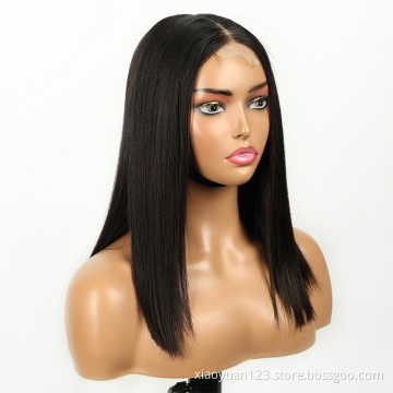May queen Cheap Human Hair Wig Straight Short Bob Lace Front Wig 100% Virgin Brazilian Hair Transparent Wigs For Black Women